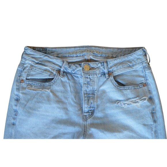 American Eagle Tom Girl Light Wash Distressed Jeans Women's 6 - Picture 5 of 7